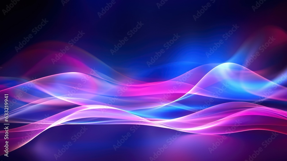 Fondo futurista abstracto con líneas de onda de alta velocidad en movimiento de neón con colores randon brillante y luces de bokeh. Concepto de transferencia de datos Fantástico fondo de pantalla, - obrazy, fototapety, plakaty 