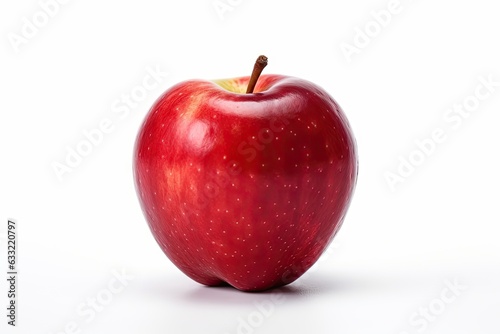 Close up view exploring freshness of vibrant red apple isolated on clean white background