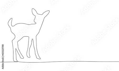 Little deer one line continuous vector illustraiton. Line art concept animal banner. Outline  silhouette vector illustration. 