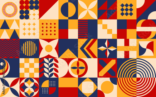 Filipino American History Month Abstract Background. October Culture Awareness Celebration Poster. Horizontal website banner vector illustration. Neo Geometric pattern concept art. Social media post