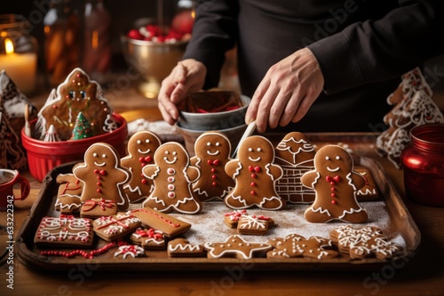 process of baking and decorating gingerbread men © PinkiePie