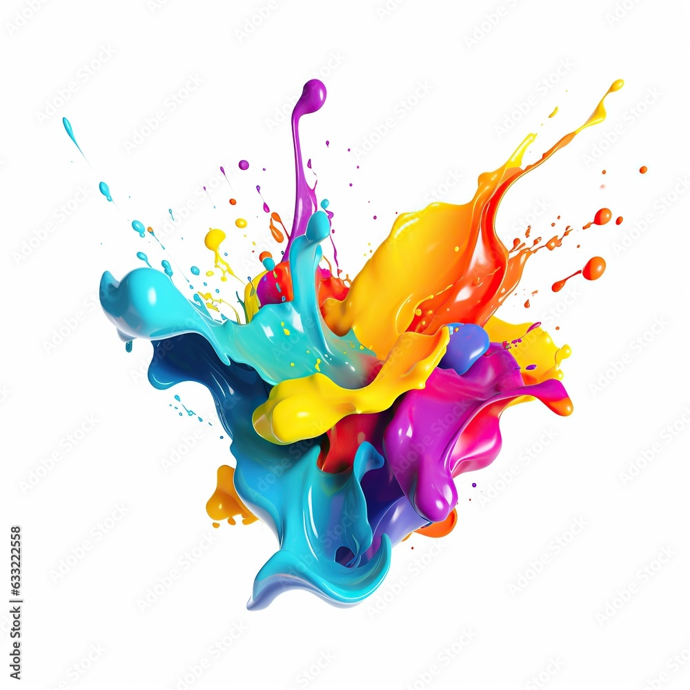 Abstract colorful paint splash on white background