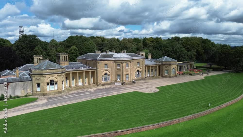 4k30p heaton hall historic architecture aerial view in england landmark 4k30p heaton hall historic architecture aerial view in england landmark