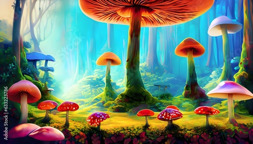 poppies in the field wallpaper array of diverse and glowing mushrooms in a fantastical forest setting. 