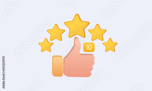 customer review icon, quality rating, feedback, five stars.on white background.Vector Design Illustration.