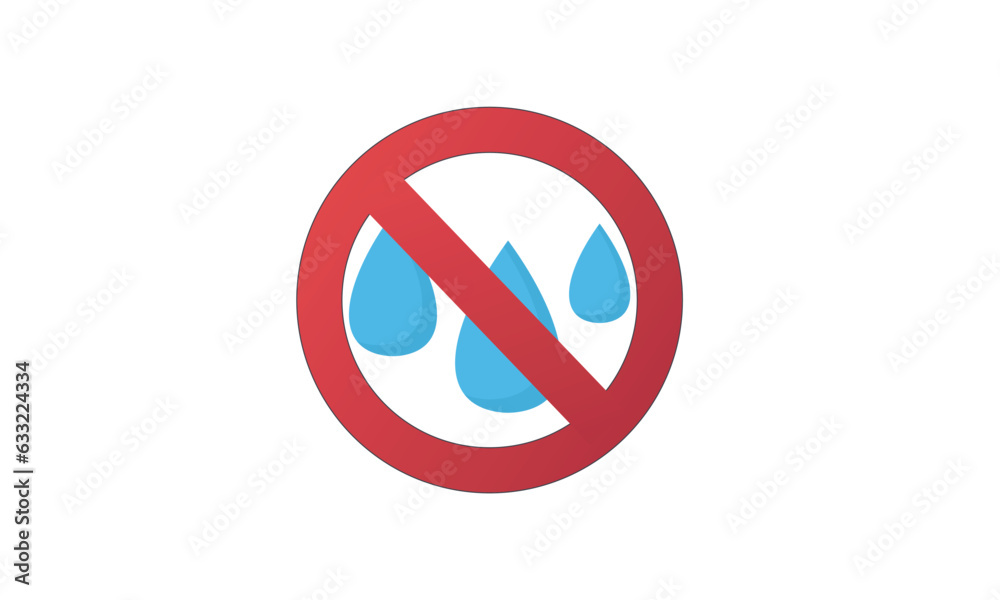 No water resistant, not waterproof warning sign.on white background.Vector Design Illustration. No water resistant, not waterproof warning sign.on white background.Vector Design Illustration.