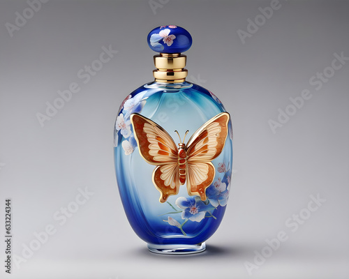 A blue butterfly perfume bottle photo