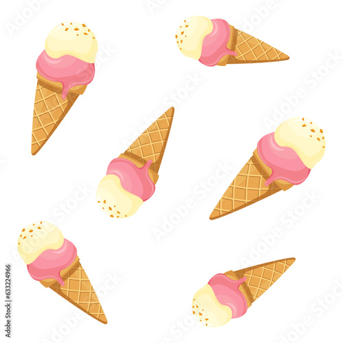 Strawberry dan vanilla ice cream pattern