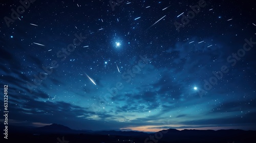  Shooting stars in the night sky, 8k, qhd,