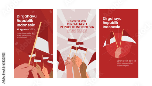 hands holding indonesia flag independence day social media story