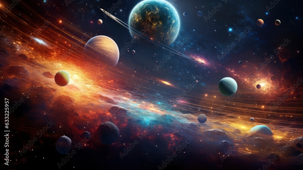 Obraz premium The best view of the galaxy, universes, solar systems, planets, parallel realities,
