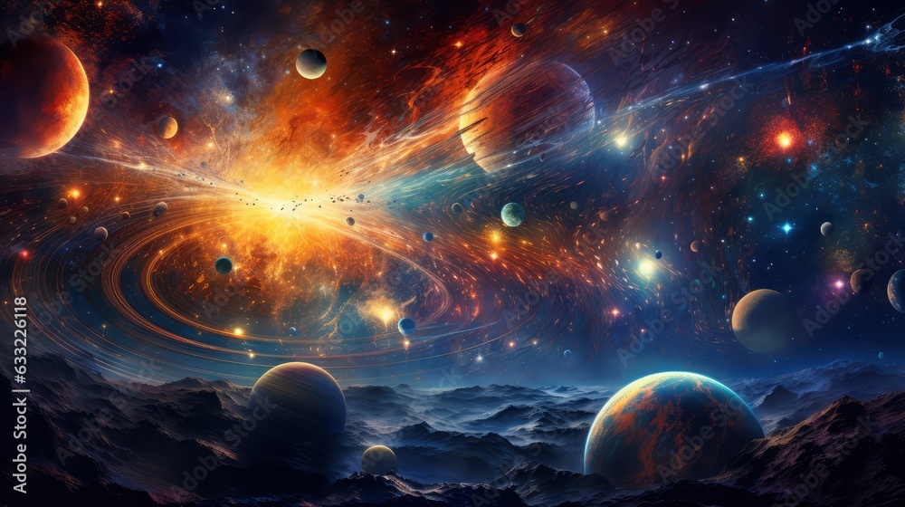 Obraz premium The best view of the galaxy, universes, solar systems, planets, parallel realities,