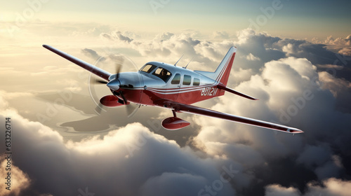 Small prop plane flying in the sky photo