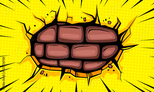 comic cartoon wall cracked hole 