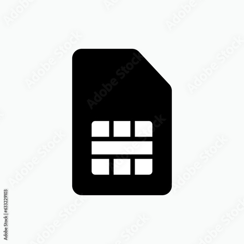 Sim Card Icon. Chip Symbol for Design, Presentation, Website or Apps Elements. 