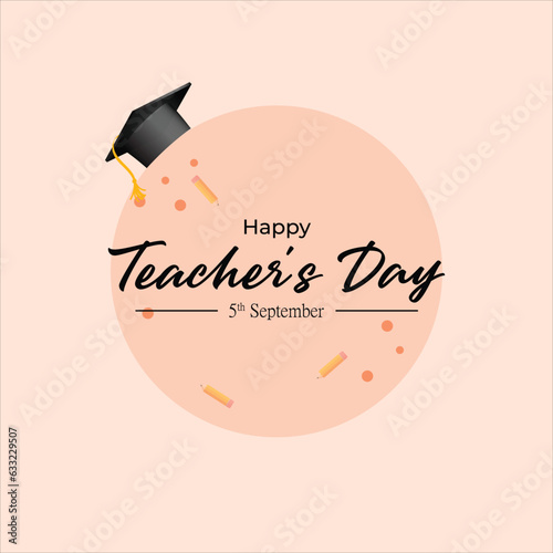 Happy Teacher's Day Banner Illustration of Teacher Typography