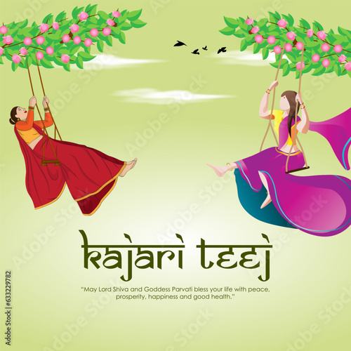 Vector illustration of Happy Kajari Teej social media feed template photo