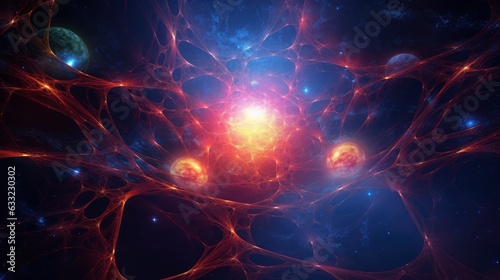 
View of the galaxy in the form of a spider web, universes, solar systems, planets, parallel realities, 8k, qhd photo