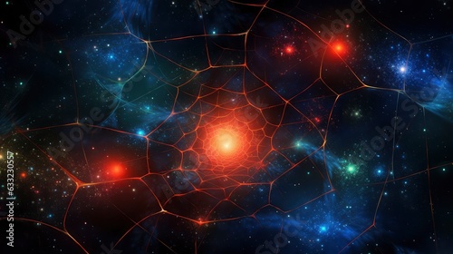  View of the galaxy in the form of a spider web, universes, solar systems, planets, parallel realities, 8k, qhd