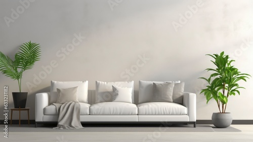 Minimalist clean sofa  with randon rgb pattern wall background  sofa interior design 