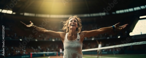Female Tennis Player Celebrates