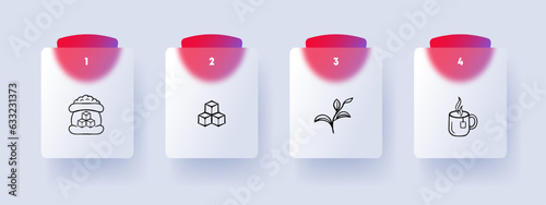 Sugar line icon. Sweetness, tea, coffee, drink, sugar substitute, refined, sugarcane, cup. Glassmorphism style. Vector line icon for Business