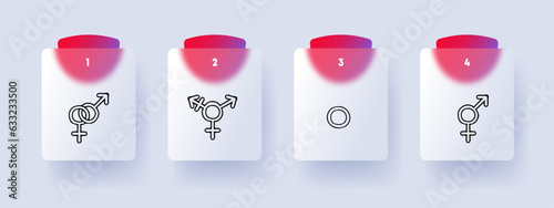 Gender identity line icon. LGBT, masculinity, femininity, transgender, queer. Glassmorphism style. Vector line icon for Business