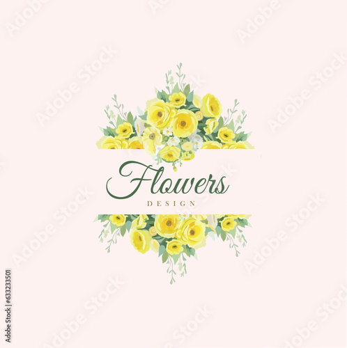 Watercolor yellow flowers logo