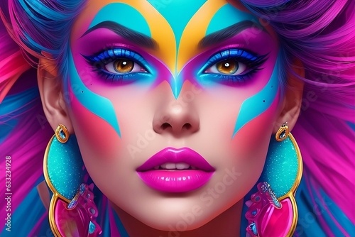 Neon Fantasy  Captivating Beauty with Daring Makeup