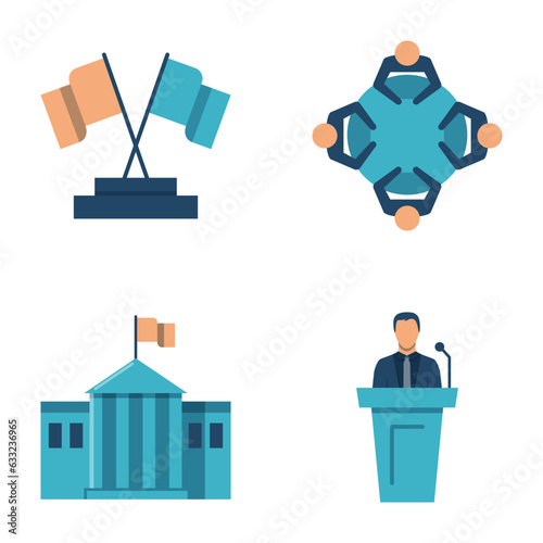 International conference flat icon set