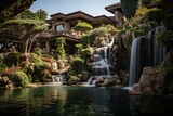  Villa With A Stunning Waterfall Feature, Generative AI