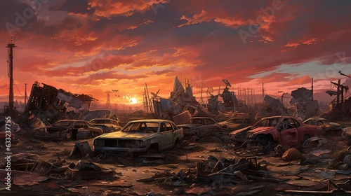 sunset at the junkyard