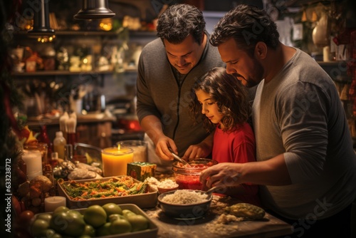 Family Preparing A Special Christmas Eve Dinner  Generative AI
