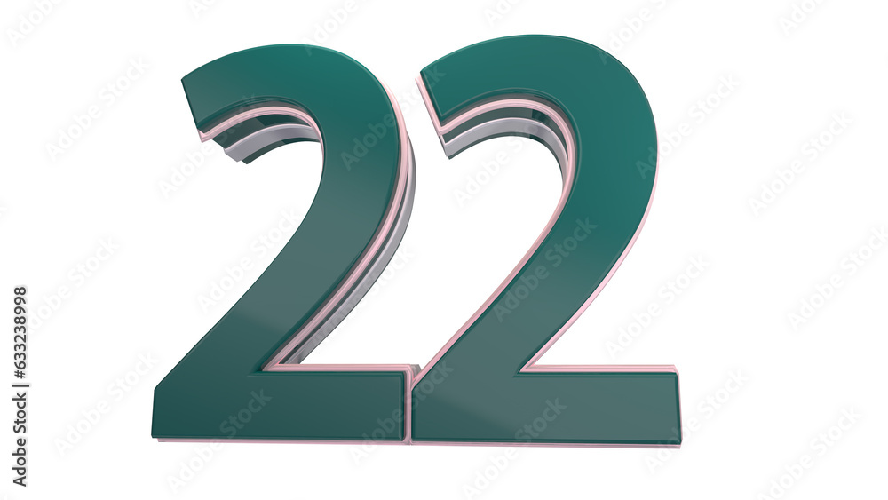 Creative green 3d number 22