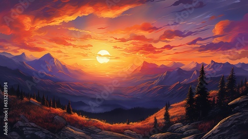 sunset in the mountains