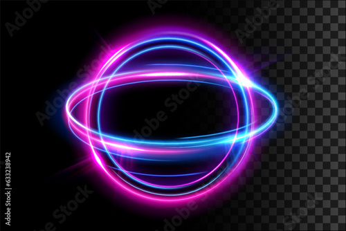 Abstract Ring Light Effect Isolated on Dark Background, Vector Illustration