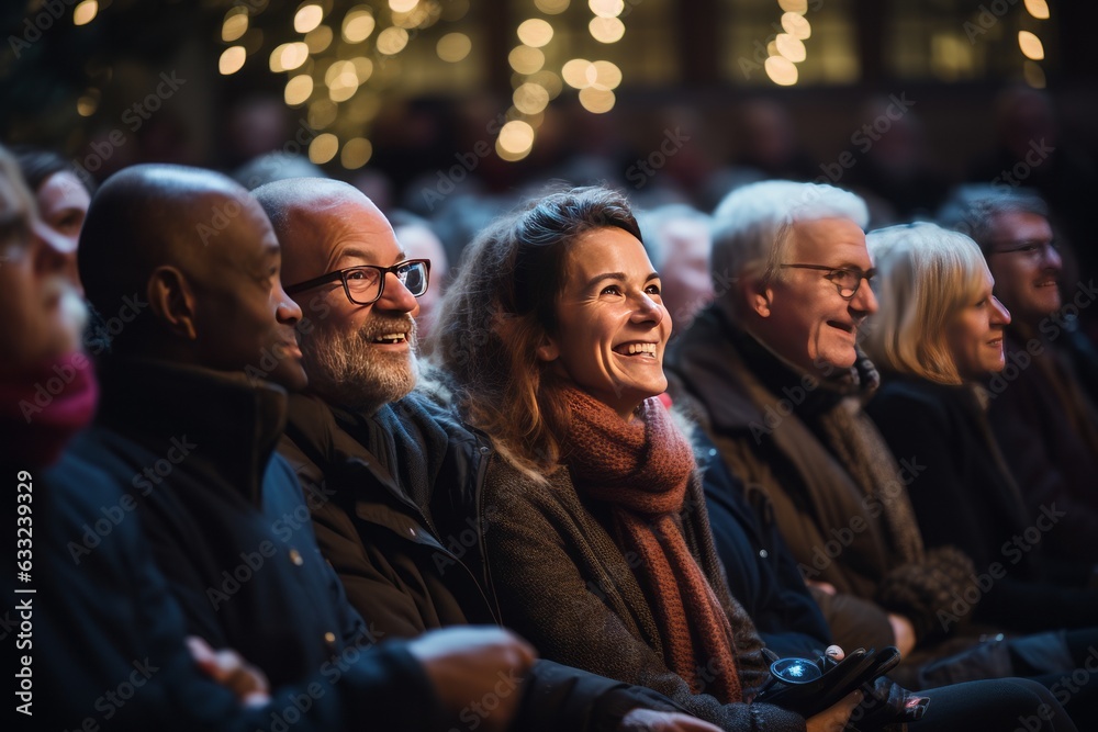 Group Of People Attending A Christmas Concert, Generative AI Group Of People Attending A Christmas Concert, Generative AI