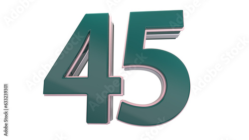 Creative green 3d number 45
