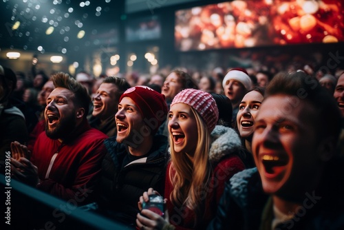 Group Of People Enjoying A Christmas Movie, Generative AI