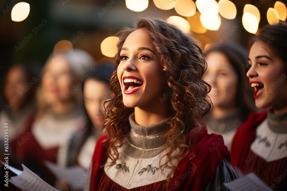 Holiday Choir Performing Classic Christmas Carols, Generative AI Holiday Choir Performing Classic Christmas Carols, Generative AI