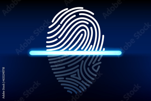 Fingerprint Scanning Identification System, Biometric Authorization, Vector Illustration