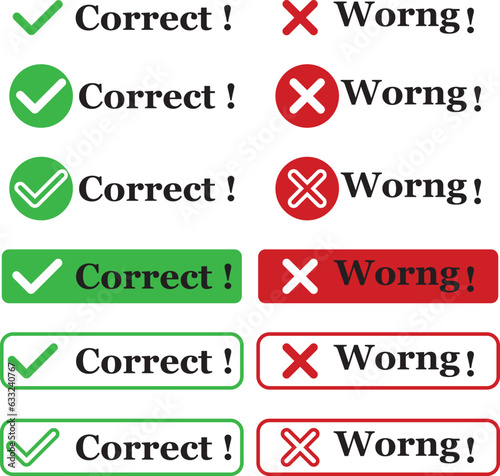 Check mark and cross set of true and false