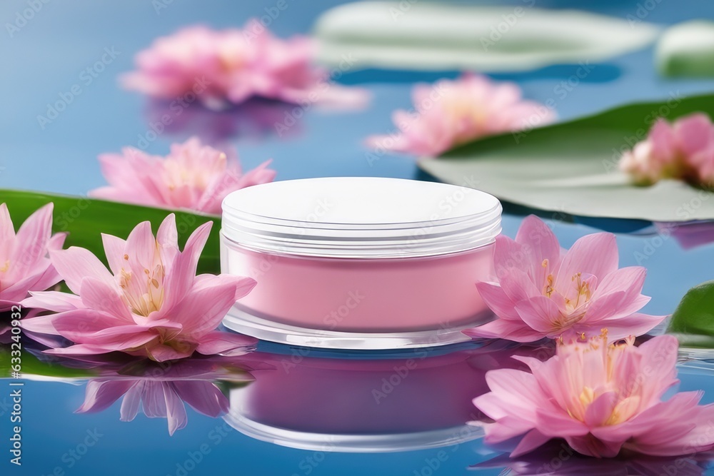 cosmetic cream and flowers