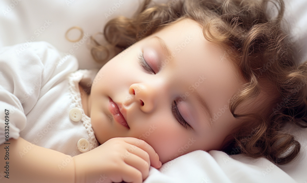 Close-Up Portrait of a Peaceful Sleeping Baby on White