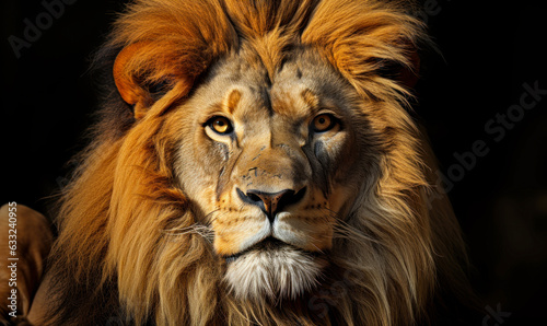 Regal Majesty  Lion King Isolated on Black Background