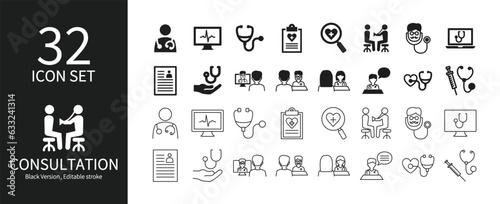 Icon set related to medical examinations