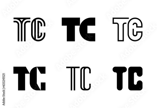 Set of letter TC logos. Abstract logos collection with letters. Geometrical abstract logos