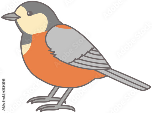 ヤマガラ　野鳥　イラスト素材　横向き