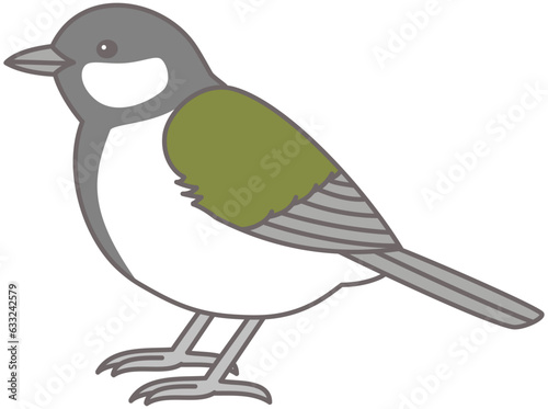 シジュウカラ　野鳥　イラスト素材　横向き