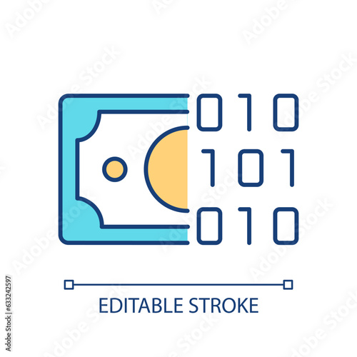 2D editable evade sanctions thin line icon, isolated vector, multicolor illustration representing digital currency.